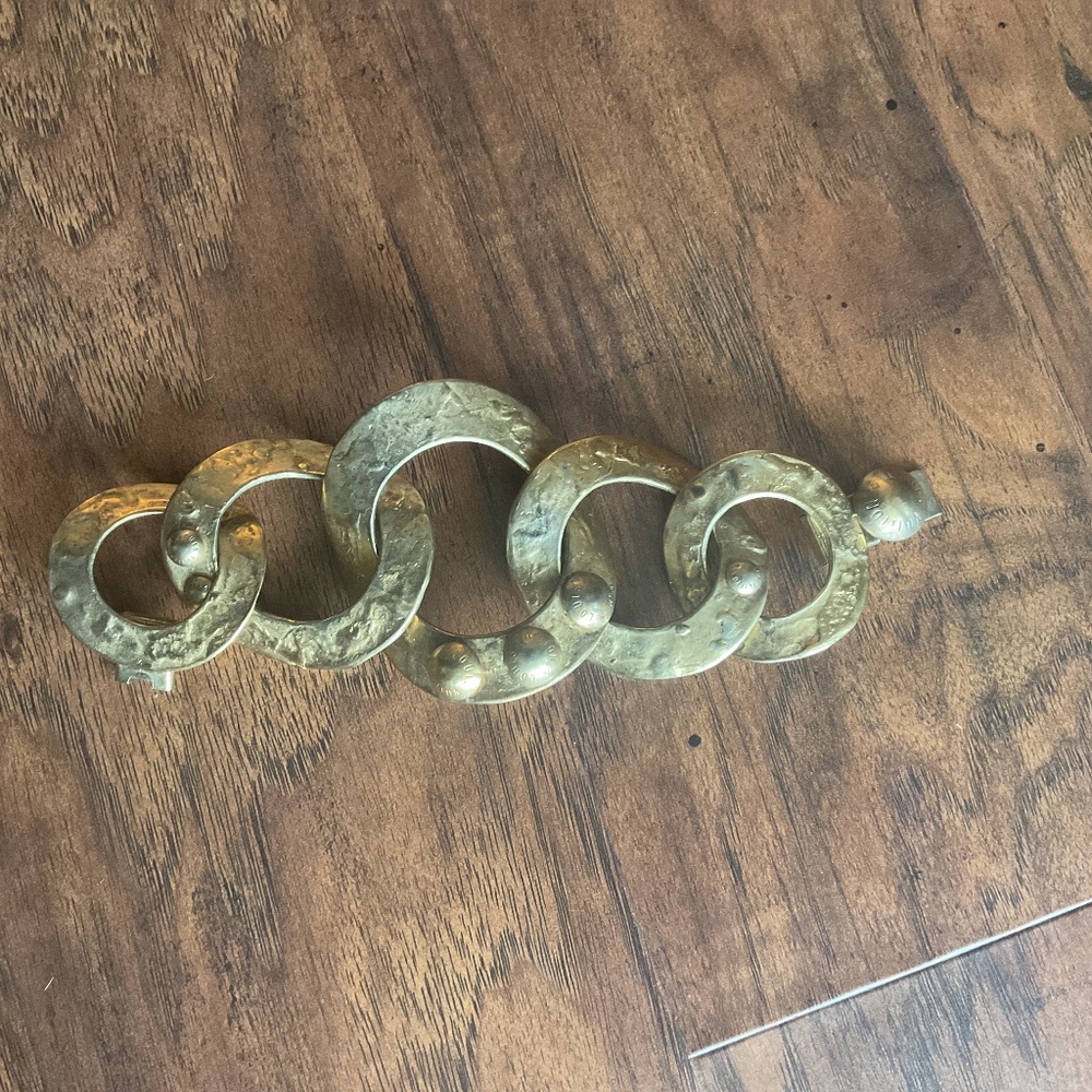 Louis Vuitton Hoop Link Chunky Goldtone Bracelet,  Approx. 7” L Unfastened